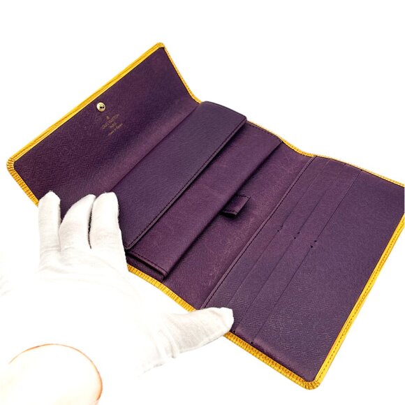 Louis Vuitton LV Yellow Epi Leather Long Wallet With Purple Interior - Picture 8 of 13